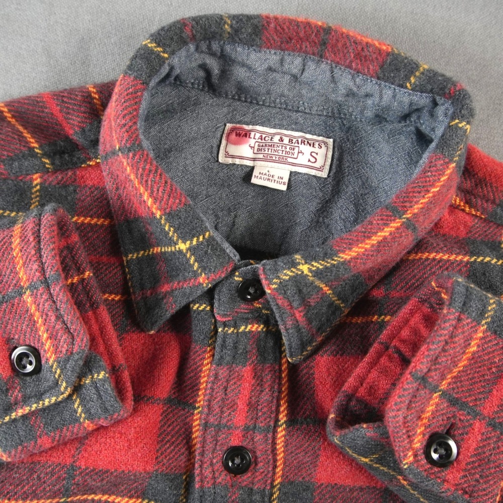 Wallace & Barnes Flannel Buffalo Plaid Shirt Mens S Preppy Outdoor Long Sleeve - Picture 1 of 11